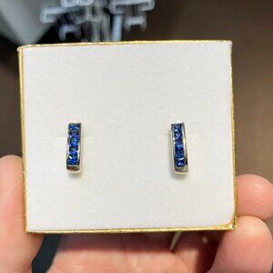 Princess Cut Sapphire Gold Earrings